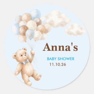 Teddy Bear Baby Shower Round Favor Sticker