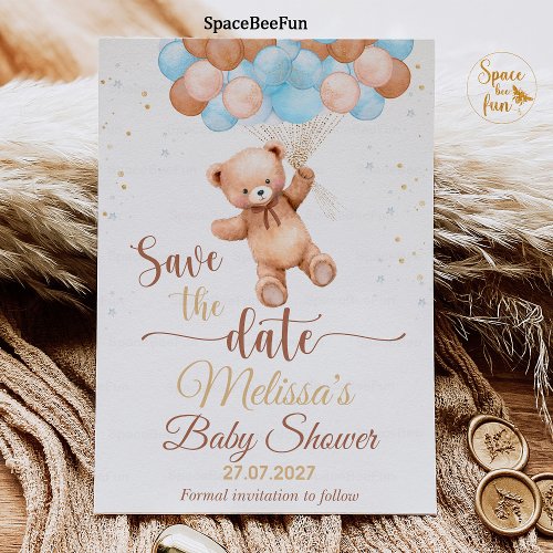 Teddy Bear Baby Shower Save The date We Can Bearly Invitation