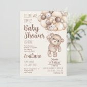 Teddy Bear Baby Shower Spanish Invitation (Standing Front)