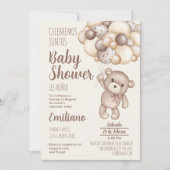 Teddy Bear Baby Shower Spanish Invitation (Front)