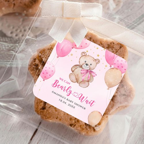 Teddy bear baby shower square sticker