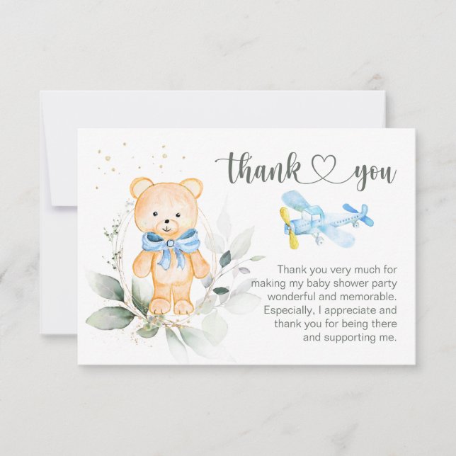 Teddy Bear Baby Shower Thank You Card (Front)