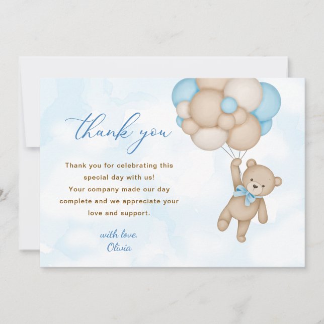 Teddy Bear Baby Shower Thank You Card (Front)