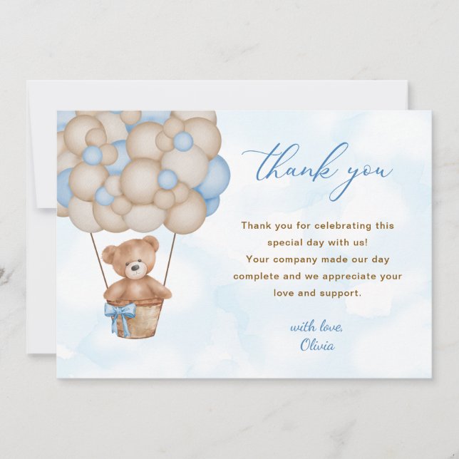 Teddy Bear Baby Shower Thank You Card (Front)
