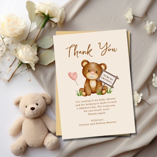 Teddy Bear Baby Shower Thank You Card (Creator Uploaded)