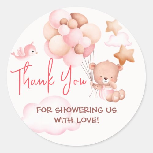 Teddy Bear Baby Shower Thank You Classic Classic Classic Round Sticker