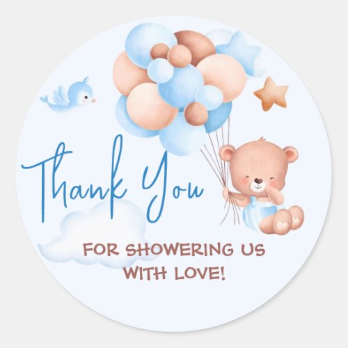 Teddy Bear Baby Shower Thank You Classic Classic Round Sticker