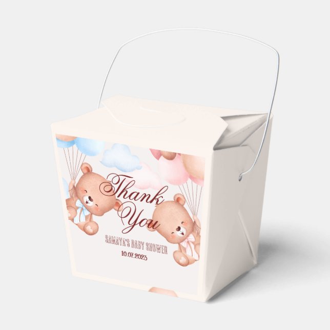 Teddy Bear Baby Shower Thank You Favor Boxes (Front Side)