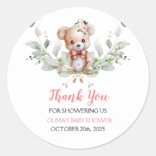 Teddy Bear Baby Shower Thank You Favor Classic Round Sticker