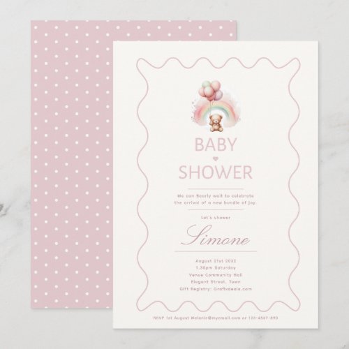Teddy Bear Baby Shower Theme Invitations Girls