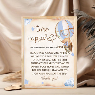 Teddy Bear baby shower Time Capsule Game sign