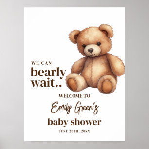 Teddy Bear Baby Shower We Can Bearly Wait minimal Poster