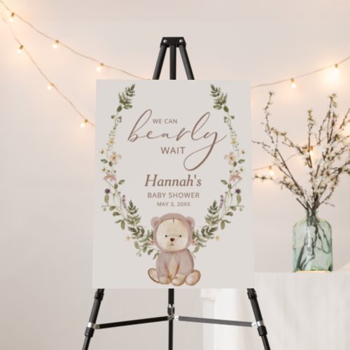 Teddy Bear Baby Shower We Can Bearly Wait Welcome Foam Board