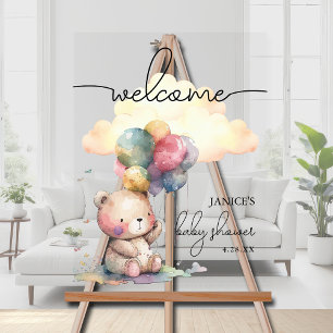 Teddy Bear Baby Shower Welcome Acrylic Sign