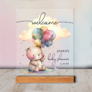 Teddy Bear Baby Shower Welcome Acrylic Sign