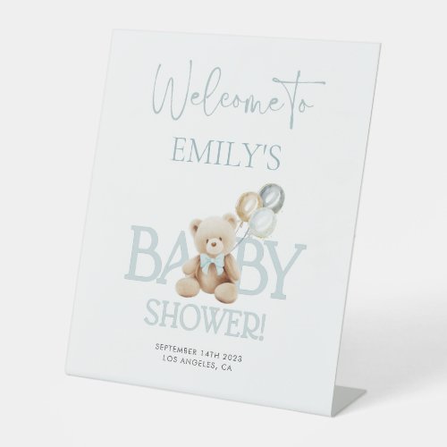 Teddy Bear Baby Shower Welcome Pedestal Sign