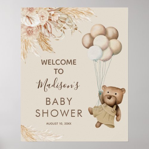 Teddy Bear Baby Shower Welcome Poster