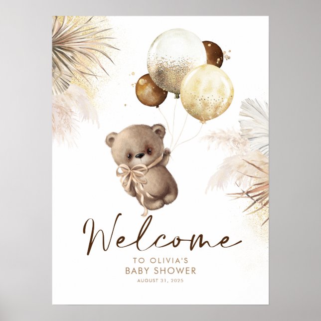 Teddy Bear Baby Shower Welcome Sign (Front)