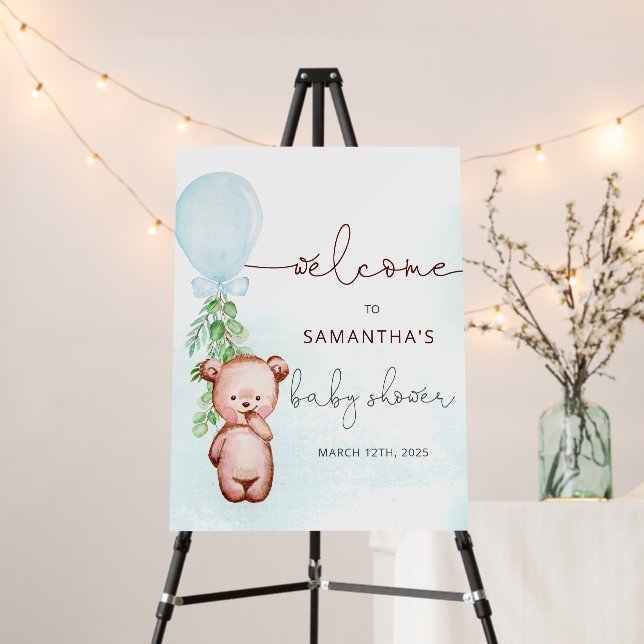 Teddy Bear Baby Shower Welcome Sign (In Situ (Stand))
