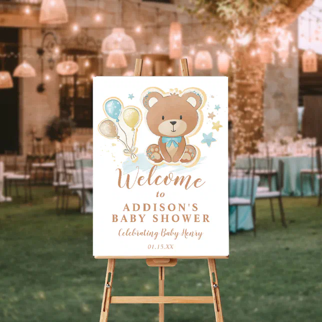 Teddy Bear Baby Shower Welcome Sign | Zazzle