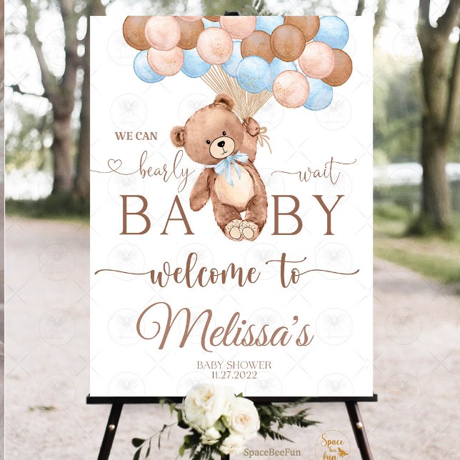 Teddy Bear Baby Shower Welcome sign Foam Board (Teddy bear baby shower welcome sign, baby shower foam board sign, teddy bear-themed baby shower, bab)