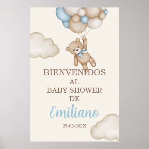 Teddy Bear Baby Shower Welcome Sign in Spanish