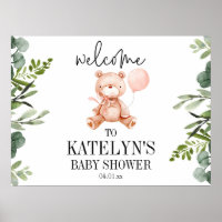 Teddy Bear Baby Shower Welcome Sign Poster