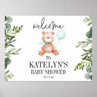 Teddy Bear Baby Shower Welcome Sign Poster