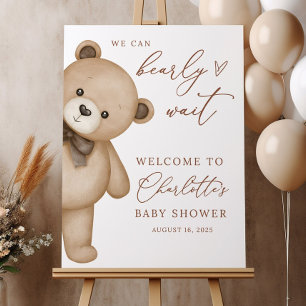 Teddy Bear Baby Shower Welcome Sign, We Can Bearly Foam Board