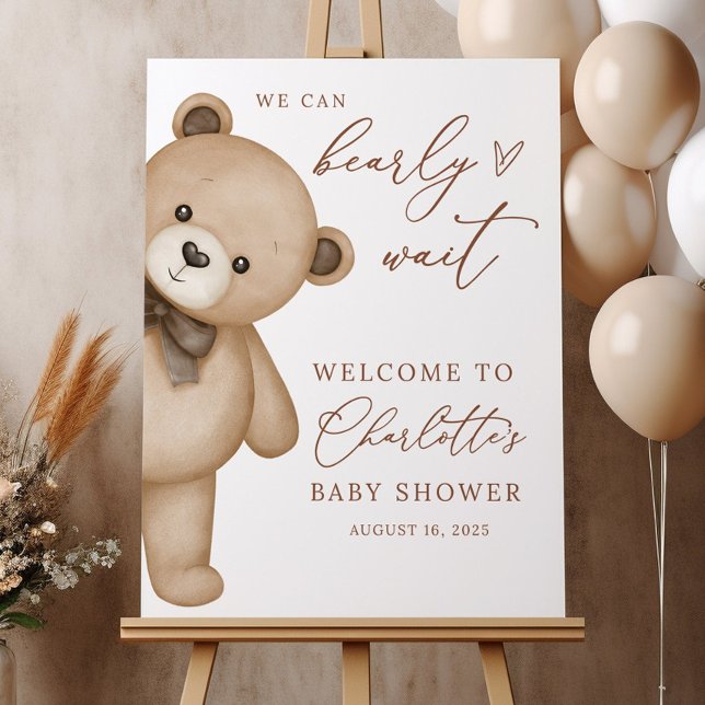 Teddy Bear Baby Shower Welcome Sign, We Can Bearly Foam Board (Creator Uploaded)