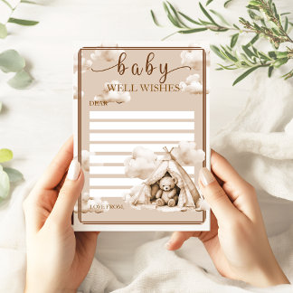 Teddy Bear Baby Shower Well Wishes Advice Card