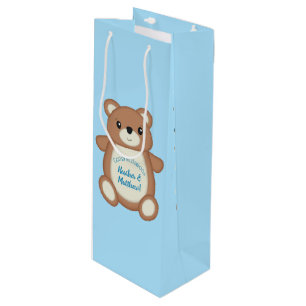Teddy Bear Baby Shower Wine Gift Bag