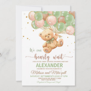 Teddy Bear Baby shower with Balloons Teddy Bear Invitation