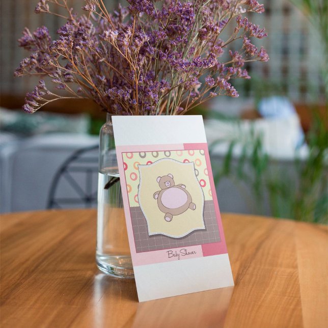 Teddy Bear Baby Shower with Retro Circles  Invitation (Creator Uploaded)