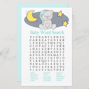 Teddy bear Baby Shower Word Search Game