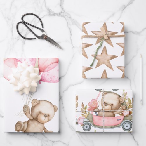 Teddy Bear Baby Shower Wrapping Paper Sheets