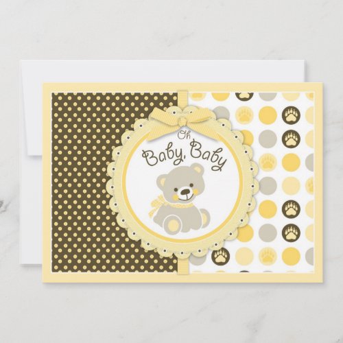 Teddy Bear Baby Shower Yellow Announcements
