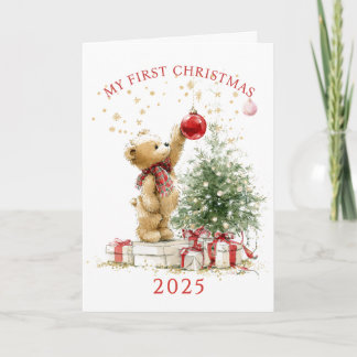 Teddy Bear Baby's First Christmas Card