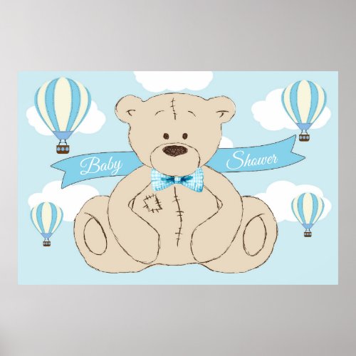 Teddy Bear Backdrop Its a Boy Baby shower Poster