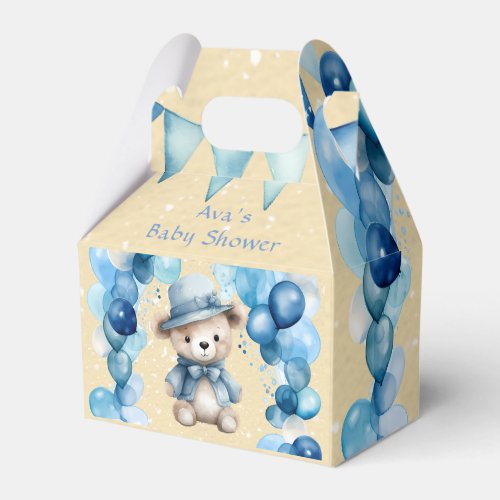 Teddy Bear Balloon Arch Boy Baby Shower Favor Boxes