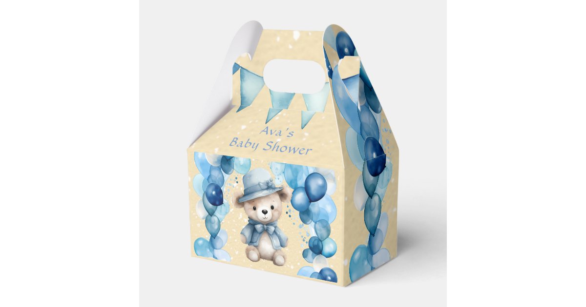 Teddy Bear Balloon Arch Boy Baby Shower Favor Boxes | Zazzle