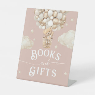 Teddy Bear Balloon Baby Shower book Pedestal Sign