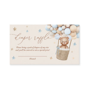 Teddy Bear Balloon Baby Shower Diaper Raffle Enclosure Card