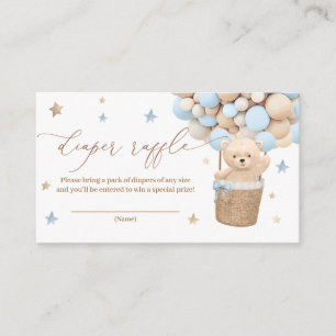 Teddy Bear Balloon Baby Shower Diaper Raffle Enclosure Card