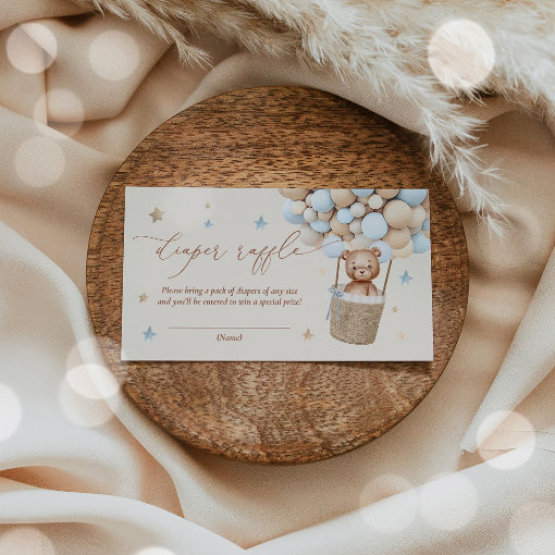 Teddy Bear Balloon Baby Shower Diaper Raffle Enclosure Card | Zazzle