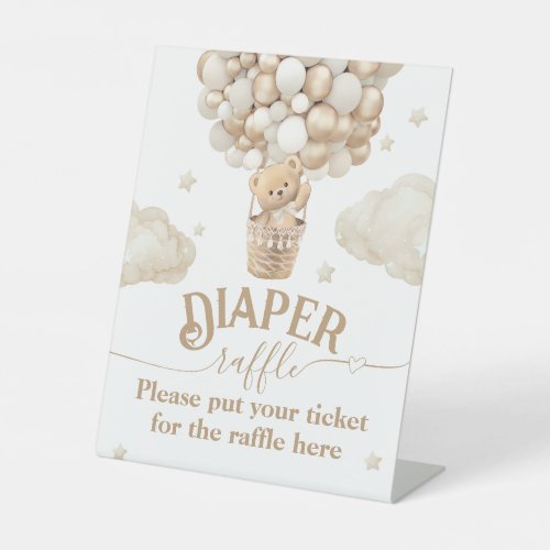 Teddy Bear Balloon Baby Shower diaper raffle Pedestal Sign
