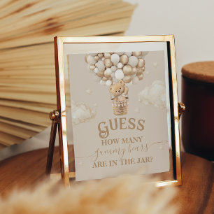 Teddy Bear Balloon Baby Shower guess game Poster