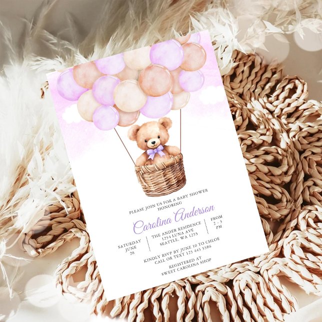 Teddy Bear Balloon Baby Shower Invitation (Creator Uploaded)