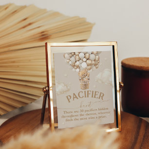 Teddy Bear Balloon Baby Shower Pacifier Hunt Poster