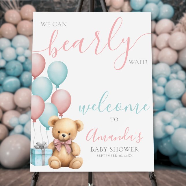 Teddy Bear Balloon Baby Shower Welcome Foam Board (Teddy Bear Balloon Baby Shower Welcome Foam Board)